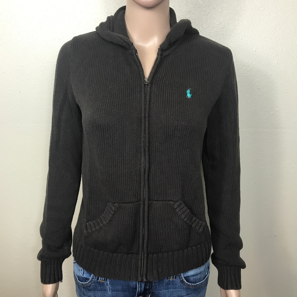 Ralph Lauren Brown Zip Up Sweater Medium